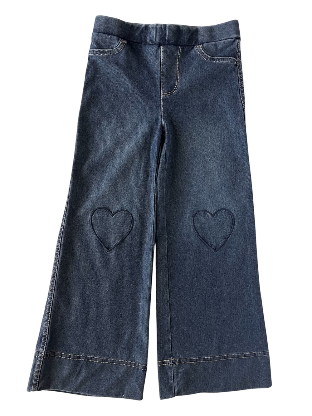 NEW H&M Dark Blue Wide-Leg Kids Jeans with Heart Knee
